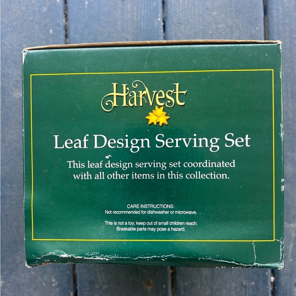 Hobby Lobby Harvest Leaf Design Serving Set - Cream and Red - Picture 3 of 6